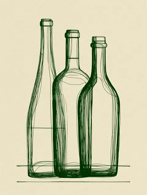 Three Bottles in Green Line