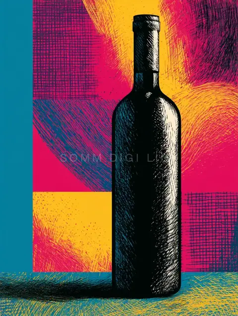 Blue Wine Bottle Pop Art