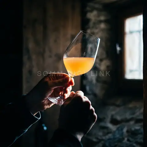 Amber wine to the light
