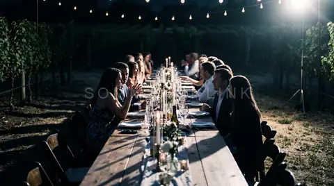 Long table at dusk