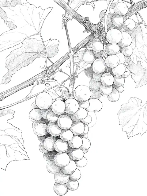 Botanical Grape Line Drawing