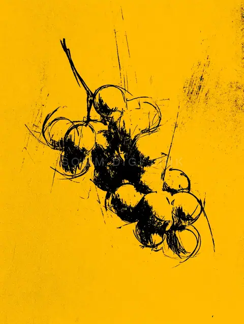 Brush Grapes on Yellow