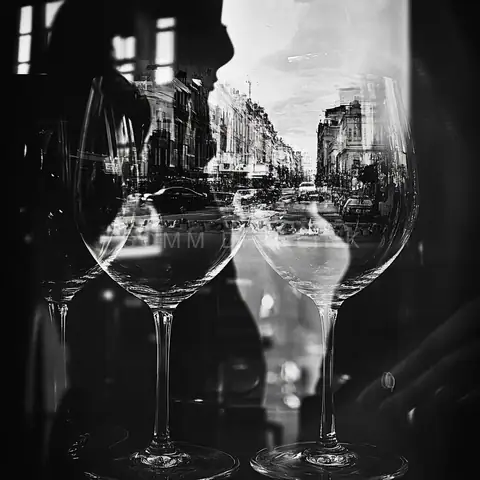 City glasses, double exposure