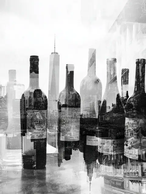 Wine bottles, city exposure