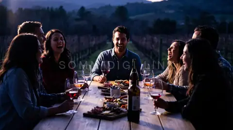 Sunset dinner among the vines